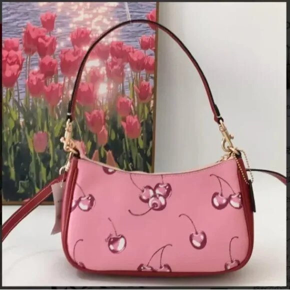 Coach Pink Cherry Pattern Shoulder Bag - Picture 3 of 6
